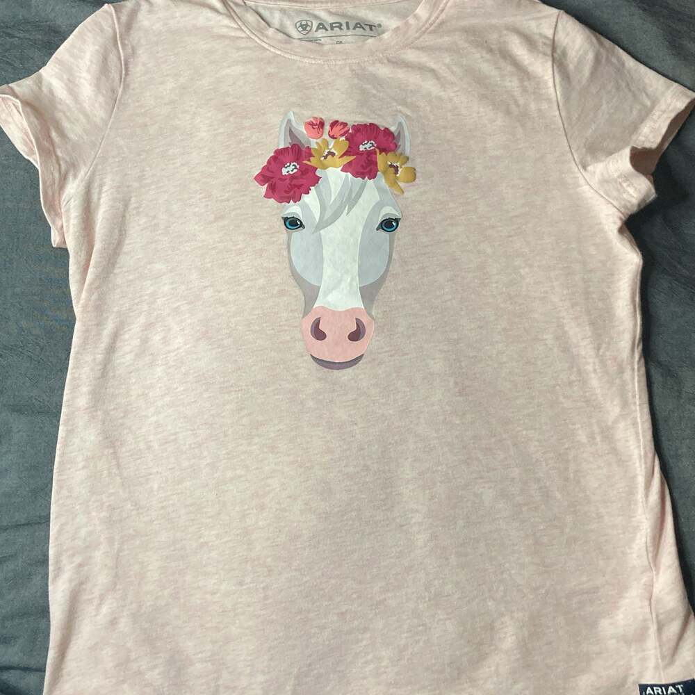 Girls - Ariat T-Shirt - Girl's T-Shirts in Heather Pink Sz L/12